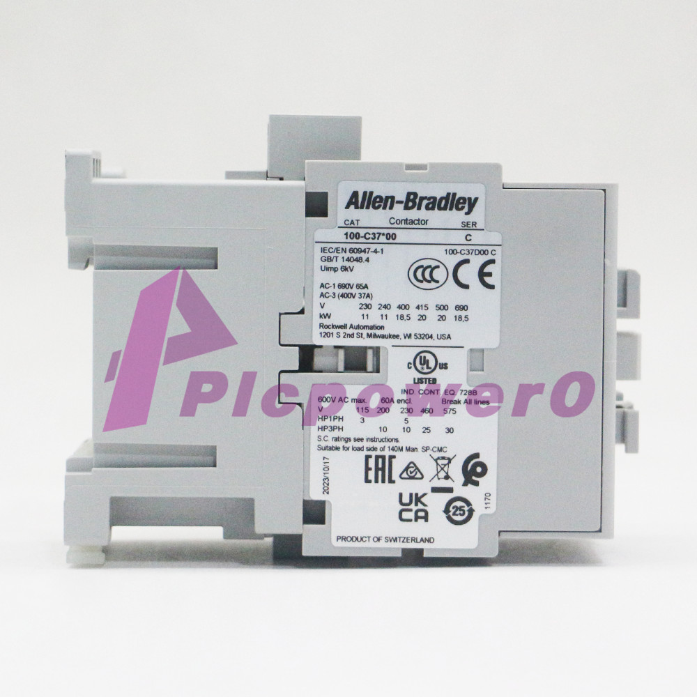 New AB 100-C37D00 Contactor 3 N.O MAIN POLES 1 N.O AUX CONT 120V 60HZ/110V 50HZ
