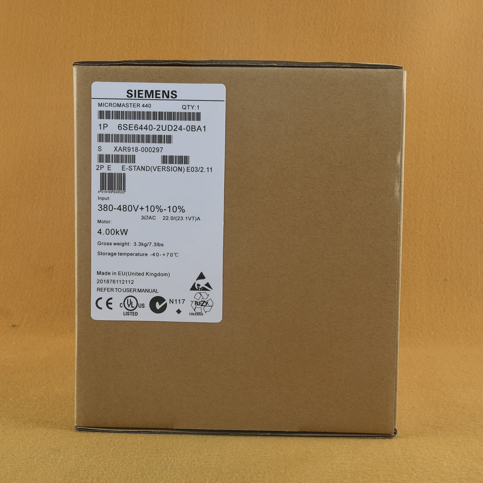 New Siemens 6SE6440-2UD24-0BA1 6SE64402UD240BA1 MICROMASTER440 without filter