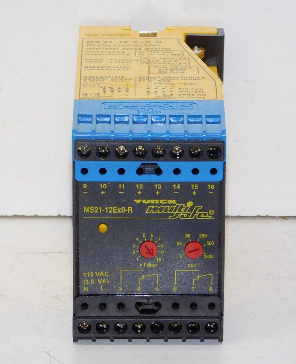 New Turck MS21-12EX0-R/115VAC Multisafe Rotational Speed Monitor 53414 Module