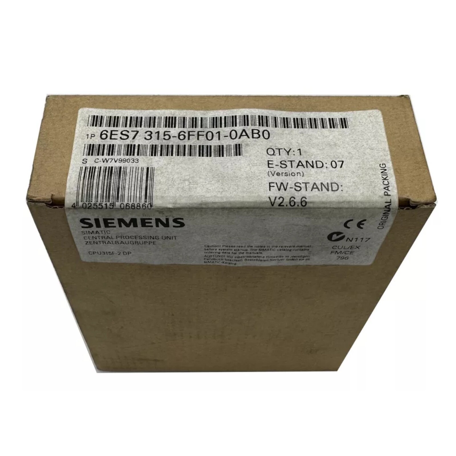 New Siemens 6ES7 315-6FF01-0AB0 6ES7315-6FF01-0AB0 SIMATIC S7-300 CPU 315F