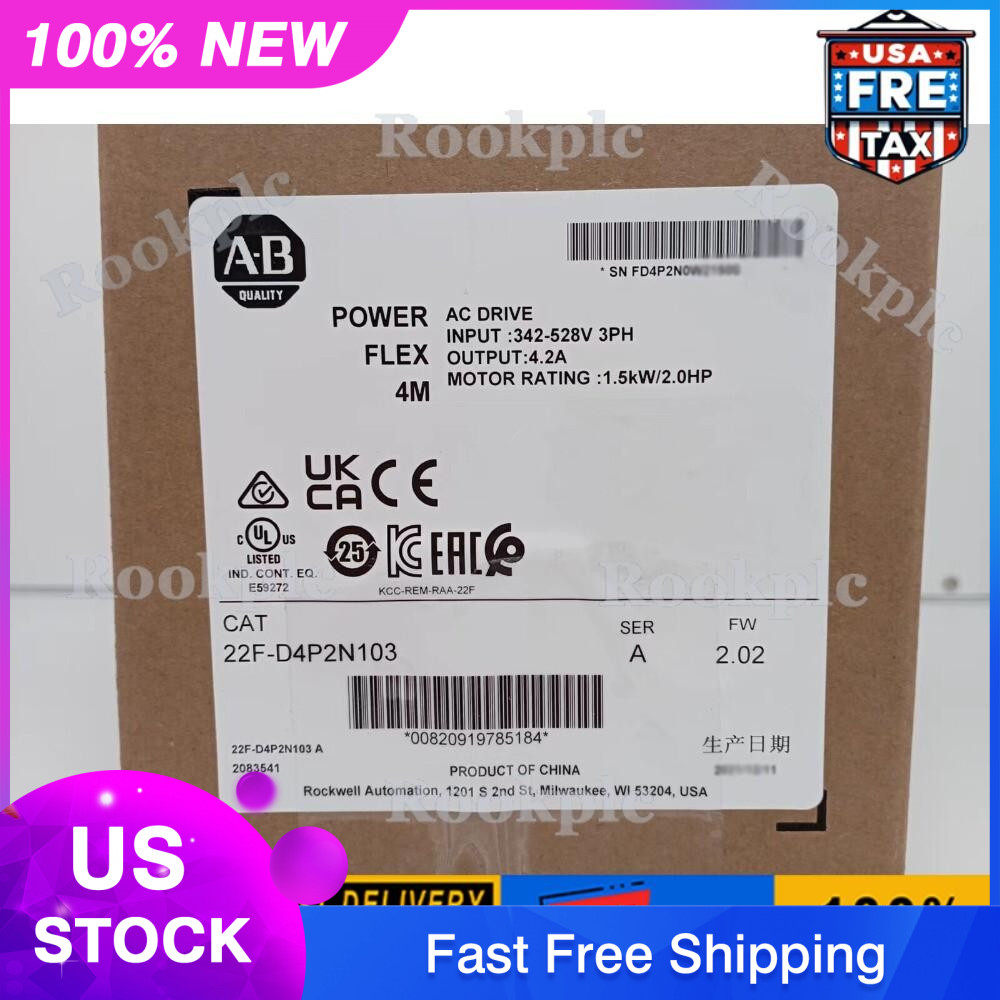 AB 22F-D4P2N103 PowerFlex 4M 1.5 kW 2 HP AC Drive 22FD4P2N103 NEW US Free Tax