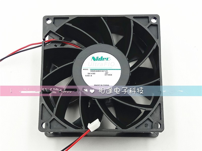 1 PCS 9cm 2 wire fan UltraFlo Fan V92E24BS1A7-51 J87 DC24V 0.42A 9238
