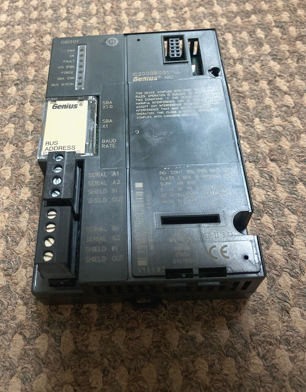 GE Fanuc IC200GBI001-LL Genius Network Interface Unit.