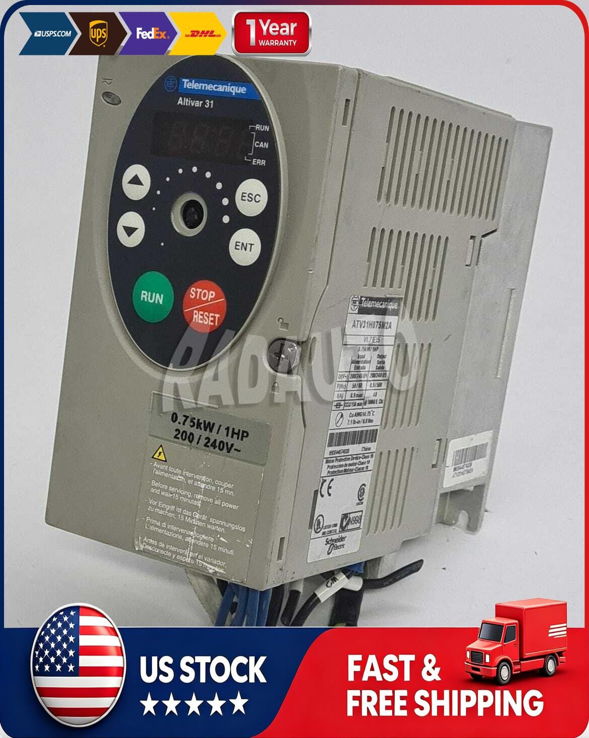 Telemecanique Altivar 31 ATV31H075M2A 0.75kW 1HP – FOR PARTS US Free TAX