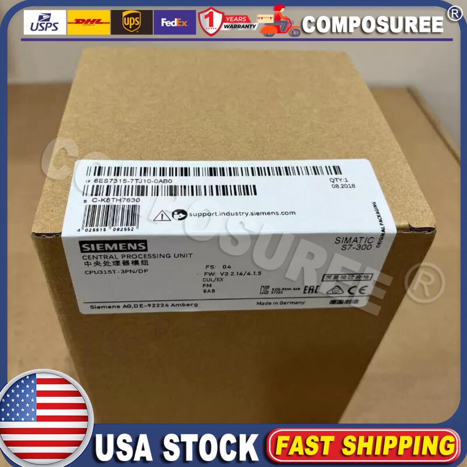 New Siemens S7-300 CPU 315T-3 PN/DP 6ES7315-7TJ10-0AB0 6ES73157TJ100AB0