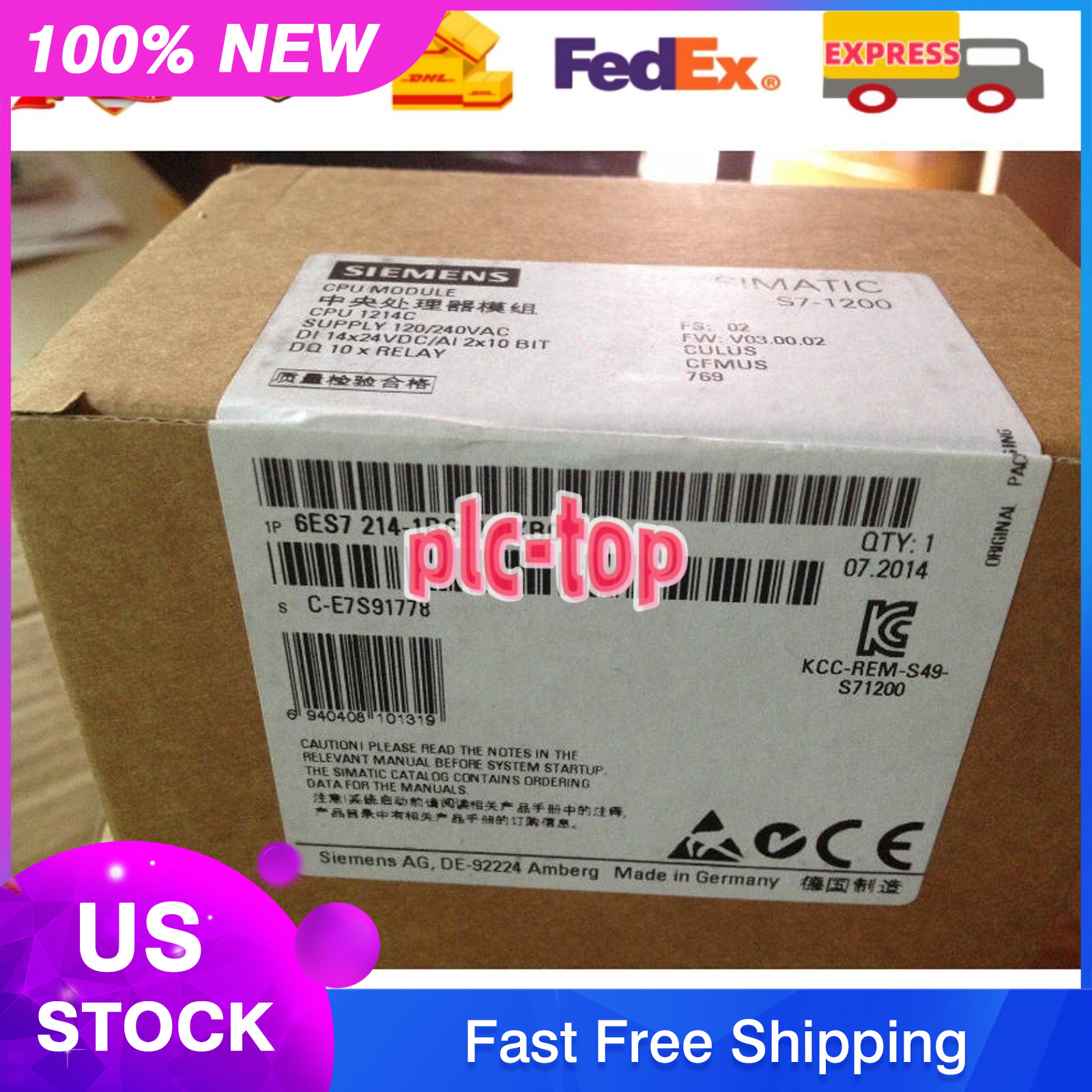 New Siemens SIPLUS S7-1200 CPU 1214c 6ES7214-1BG31-0XB0 6ES72141BG310XB0
