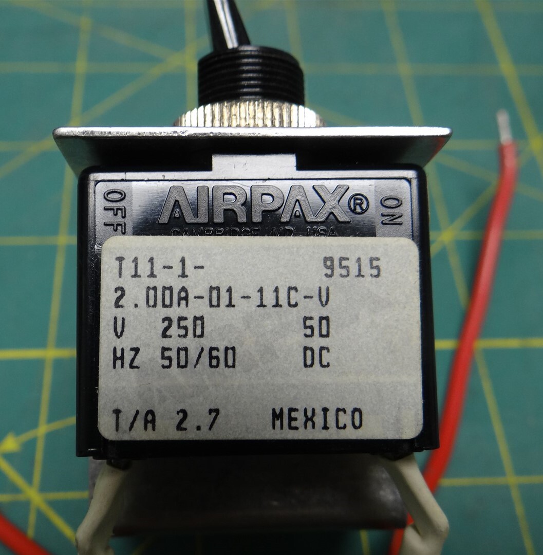 Airpax T11-1-2.00A-01-11C-V Magnetic Hydraulic Circuit Breaker With Mount