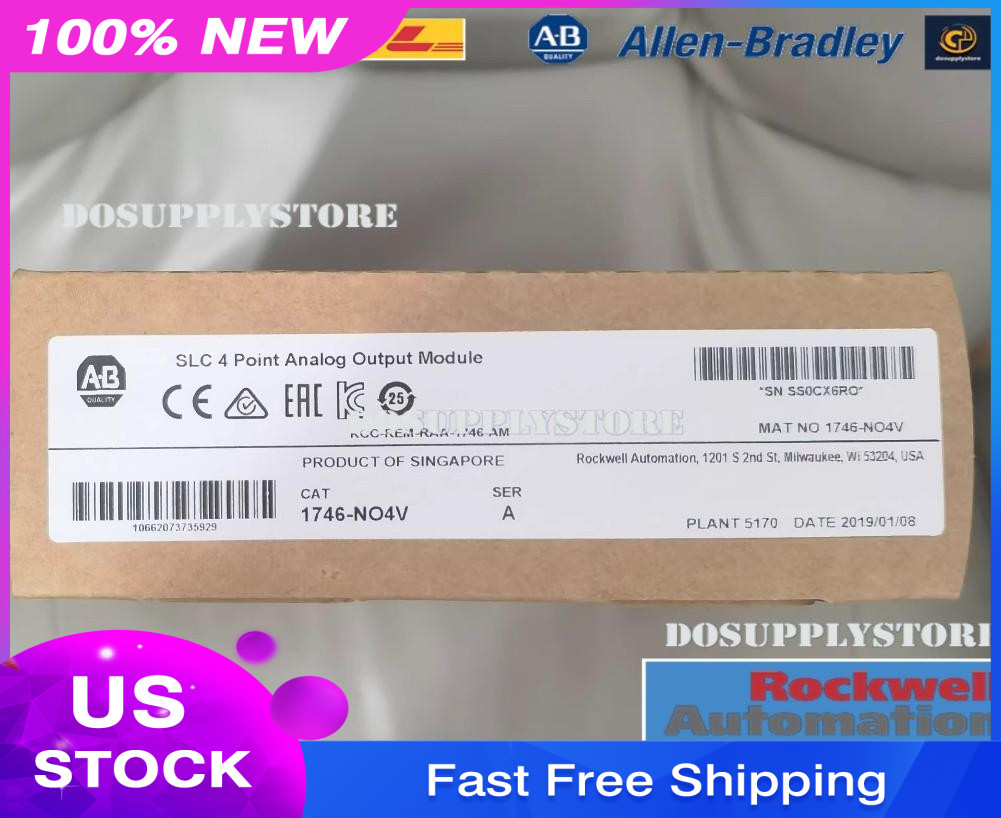 New Factory Sealed AB 1746-NO4V SER A SLC 500 PLC Analog Output Module 1746NO4V