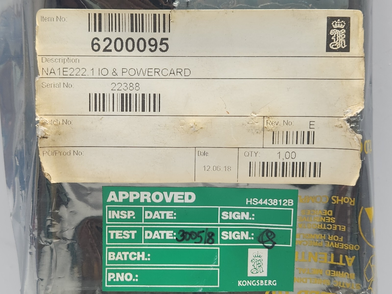 KONGSBERG NA1E222.1 I/O & POWER CARD REV E