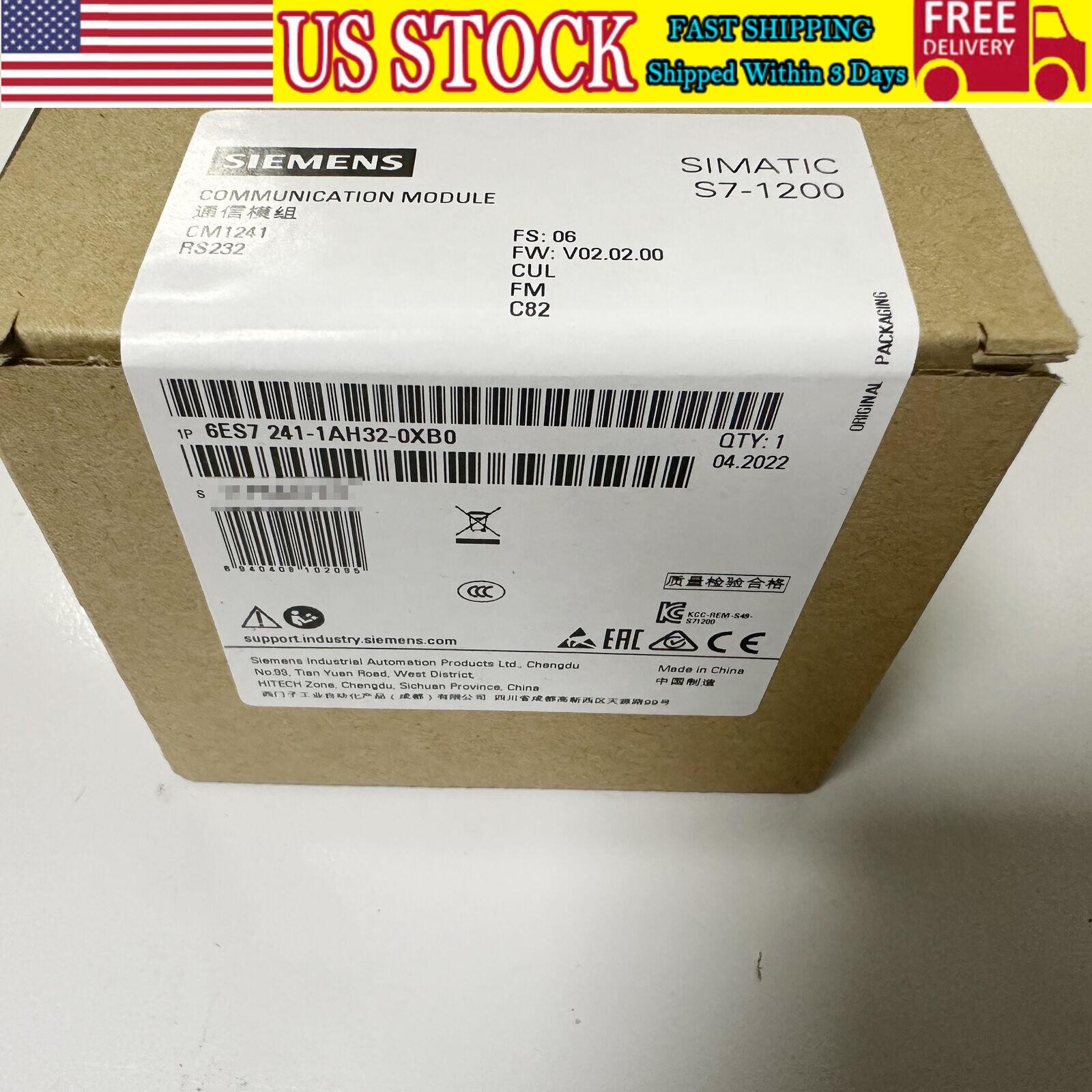 New Siemens 6ES7241-1AH32-0XB0 6ES72411AH320XB0 SIMATIC S7-1200 CM 1241