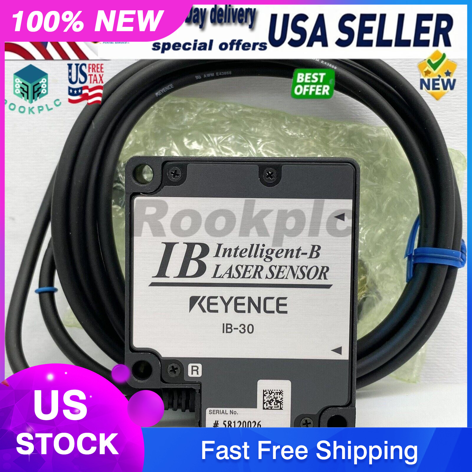 1pcs Keyence IB-30 Intelligent B Laser Sensor Head IB-30R, IB-30T USA