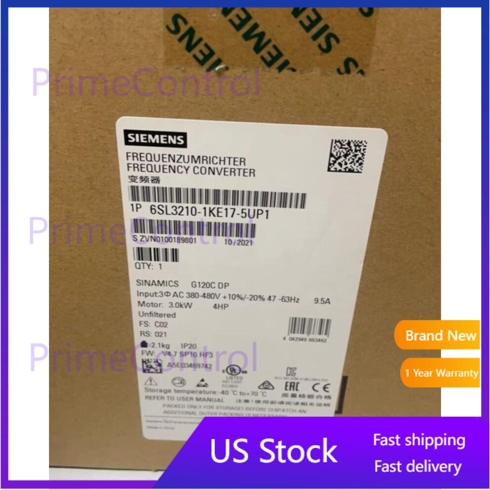 New Siemens 6SL3210-1KE17-5UP1 SINAMICS G120C 3,0KW Power Module Expedited Ship