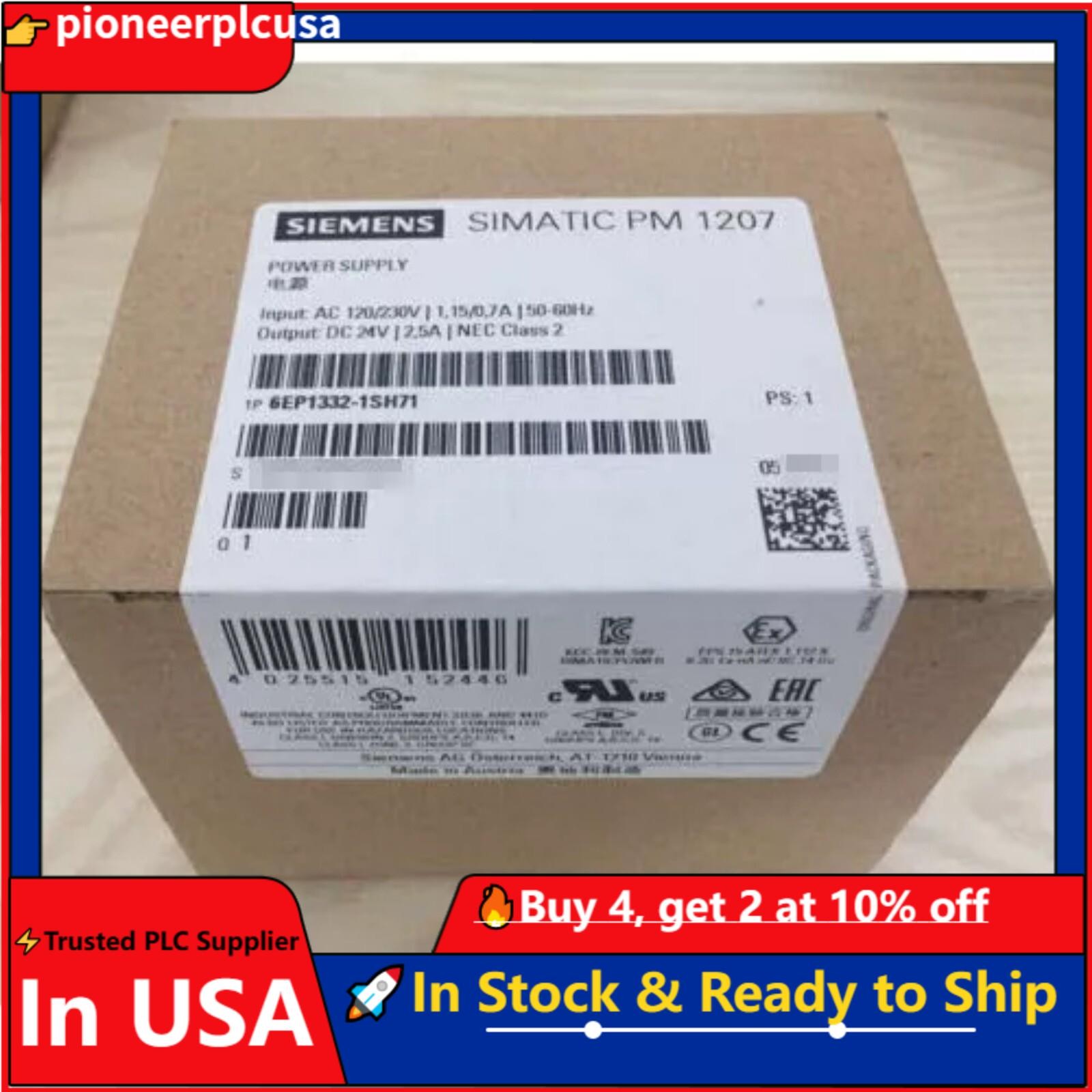 New Siemens 6EP1332-1SH71 SIMATIC S7-1200 PM1207 Power Supply 6EP1 332-1SH71