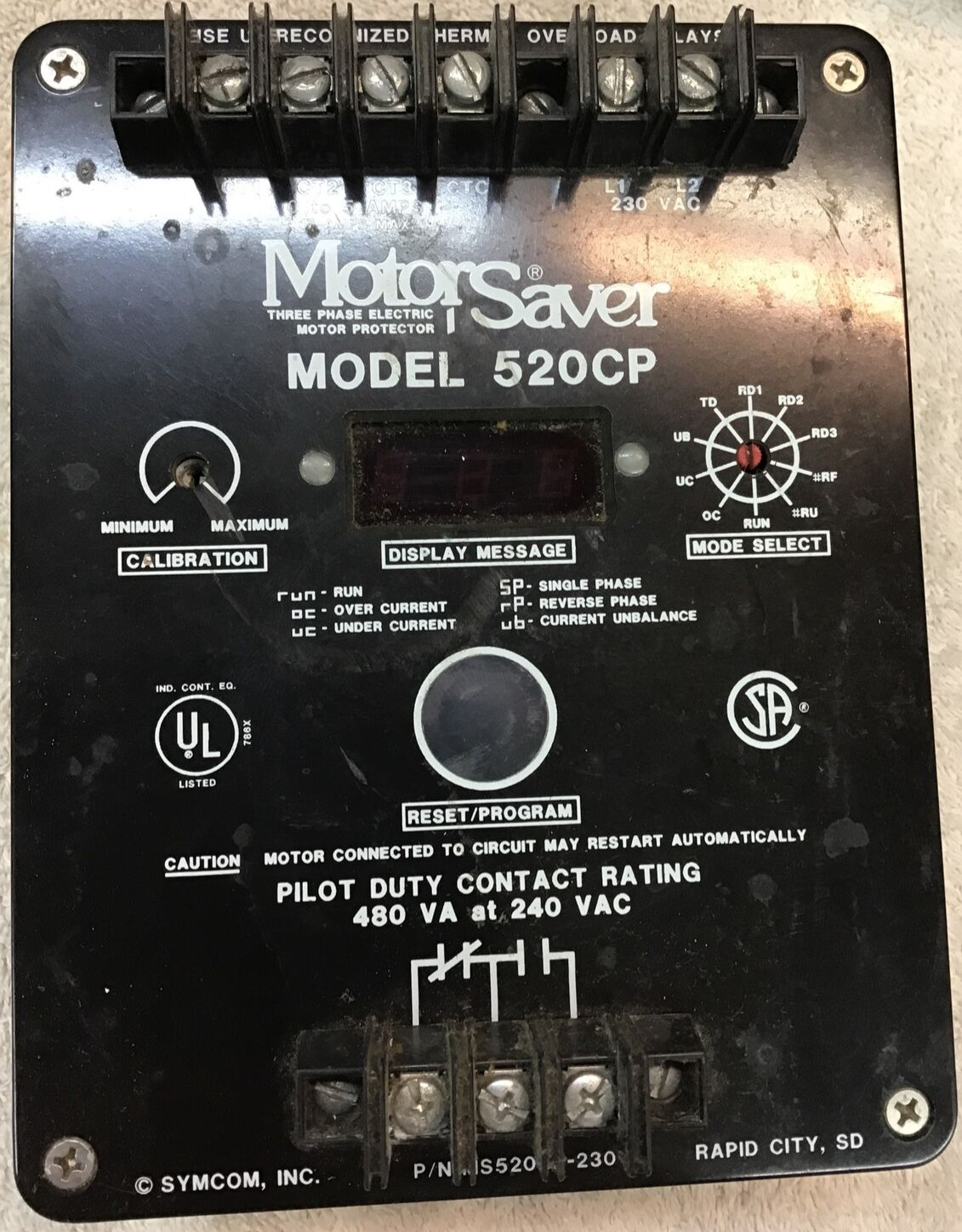 SYSCOM MS520CP-230 MOTOR SAVER 3PHASE ELECTRIC MOTOR PROTECTOR (B46)