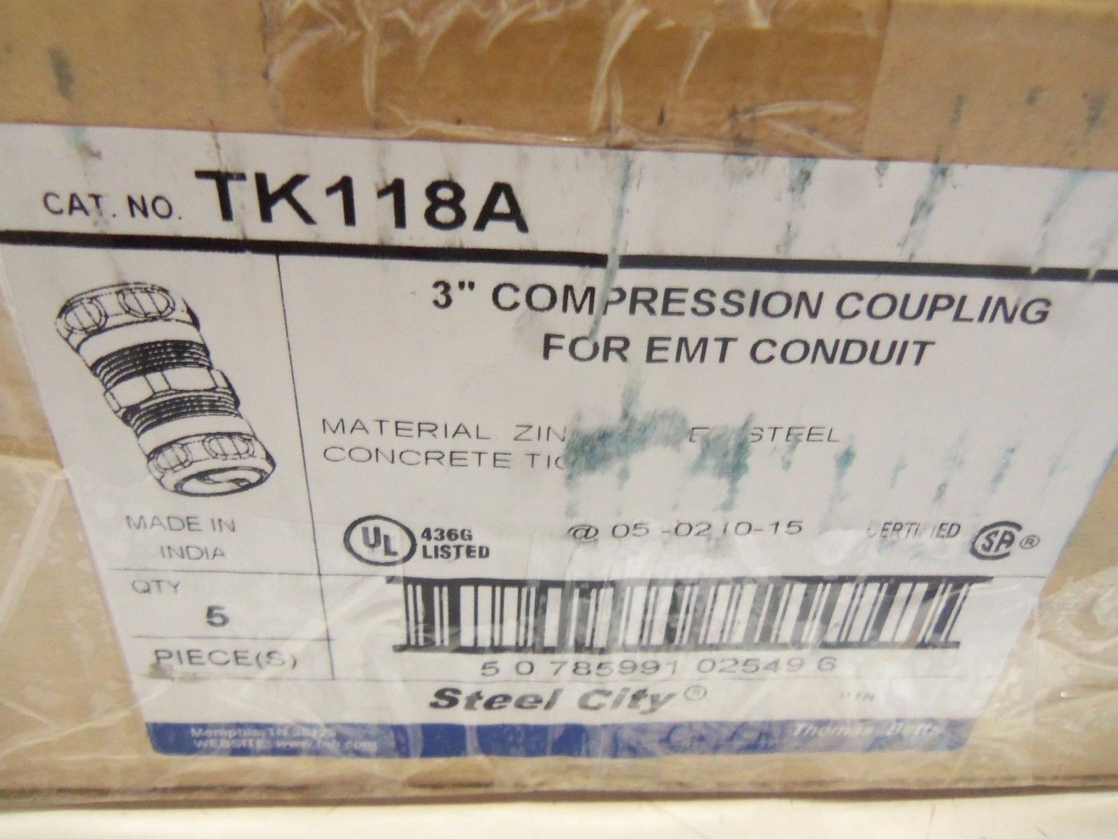 LOT OF 5 THOMAS & BETTS TK118A COMPRESSION COUPLING NSMP