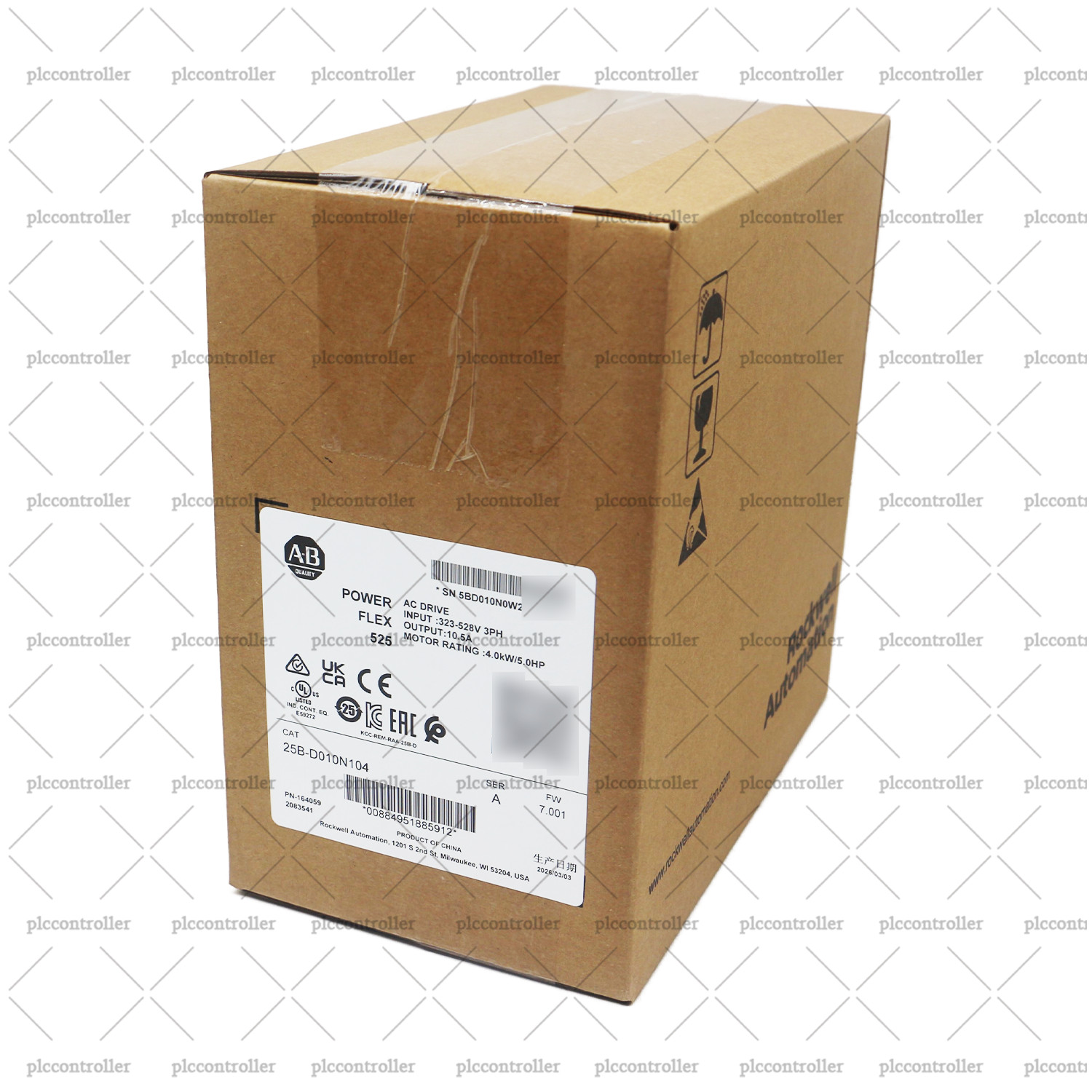 New Sealed Allen Bradley 25B-D010N104 PowerFlex 525 4kW 5Hp AC Drive 3 Phase