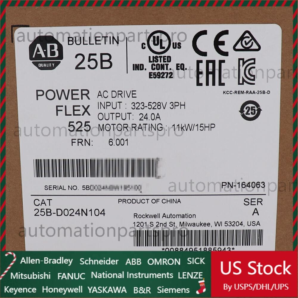 AB Allen Bradley 25B-D024N104 /A Powerflex 525 AC Drive 15HP Surplus SEALED