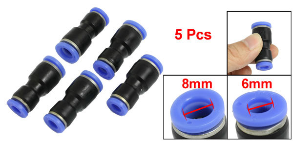 5Pcs 6mm to 8mm Straight One Touch Push In Quick Fittings✦Kd