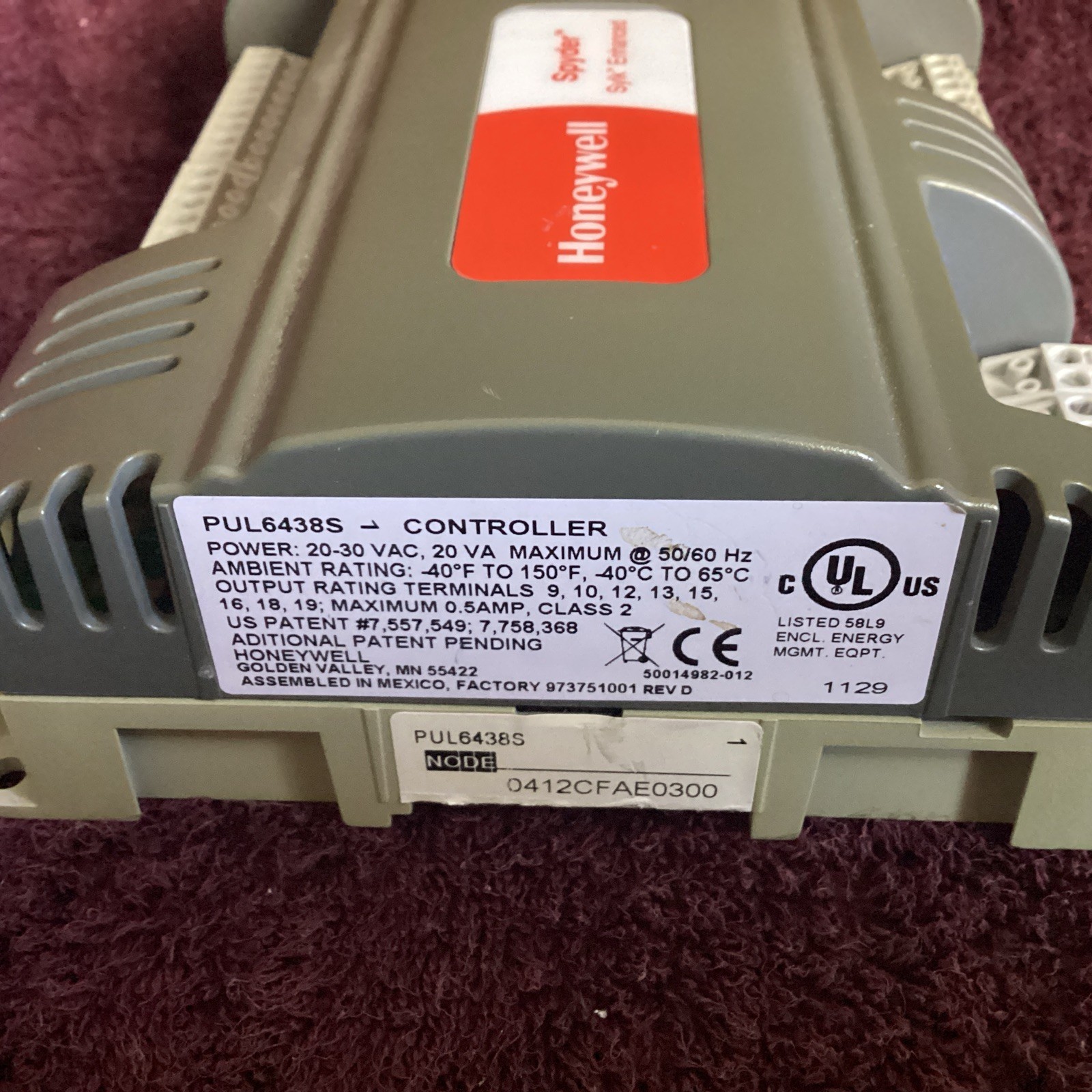 HONEYWELL PUL6438S CONTROLLEER USED WORKING COND.