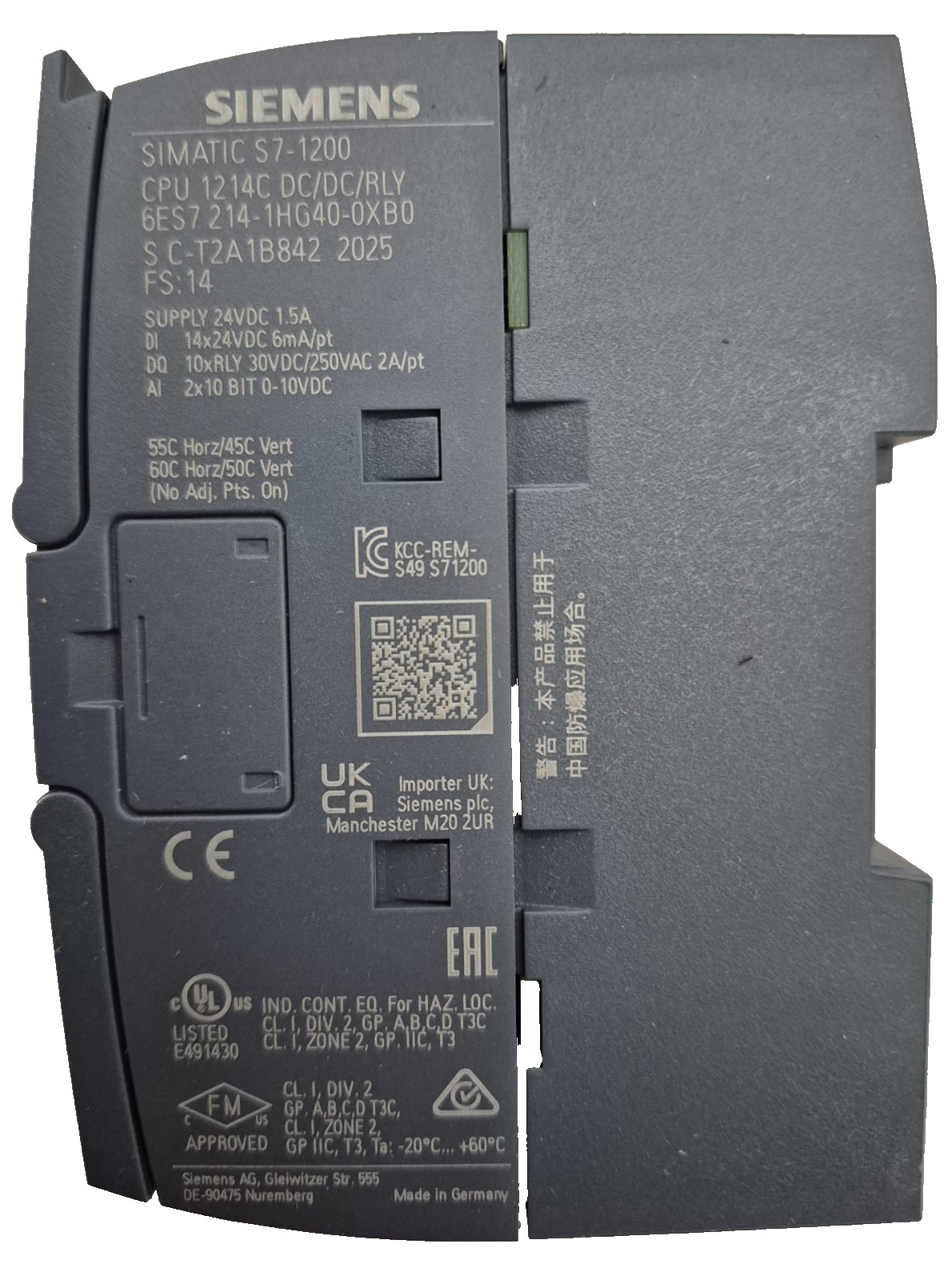 Siemens 6ES7214-1HG40-0XB0 SIMATIC S7-1200 PLC CPU Module