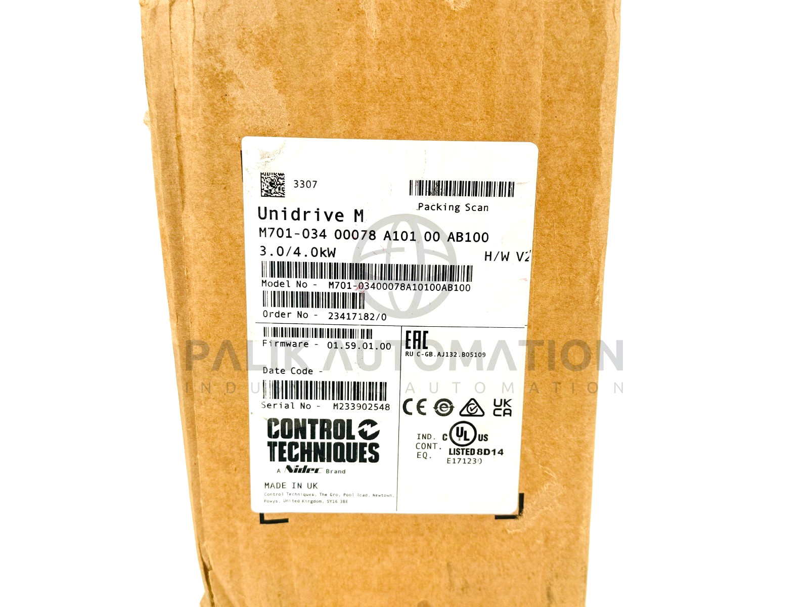 NIDEC Control Techniques M701-034 00078 A101 00 H/W V2 3.0/4.0kW + PANEL NEW