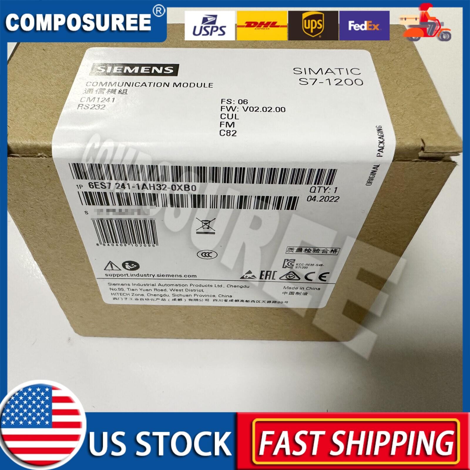 New Siemens 6ES7241-1AH32-0XB0 6ES72411AH320XB0 SIMATIC S7-1200 CM 1241