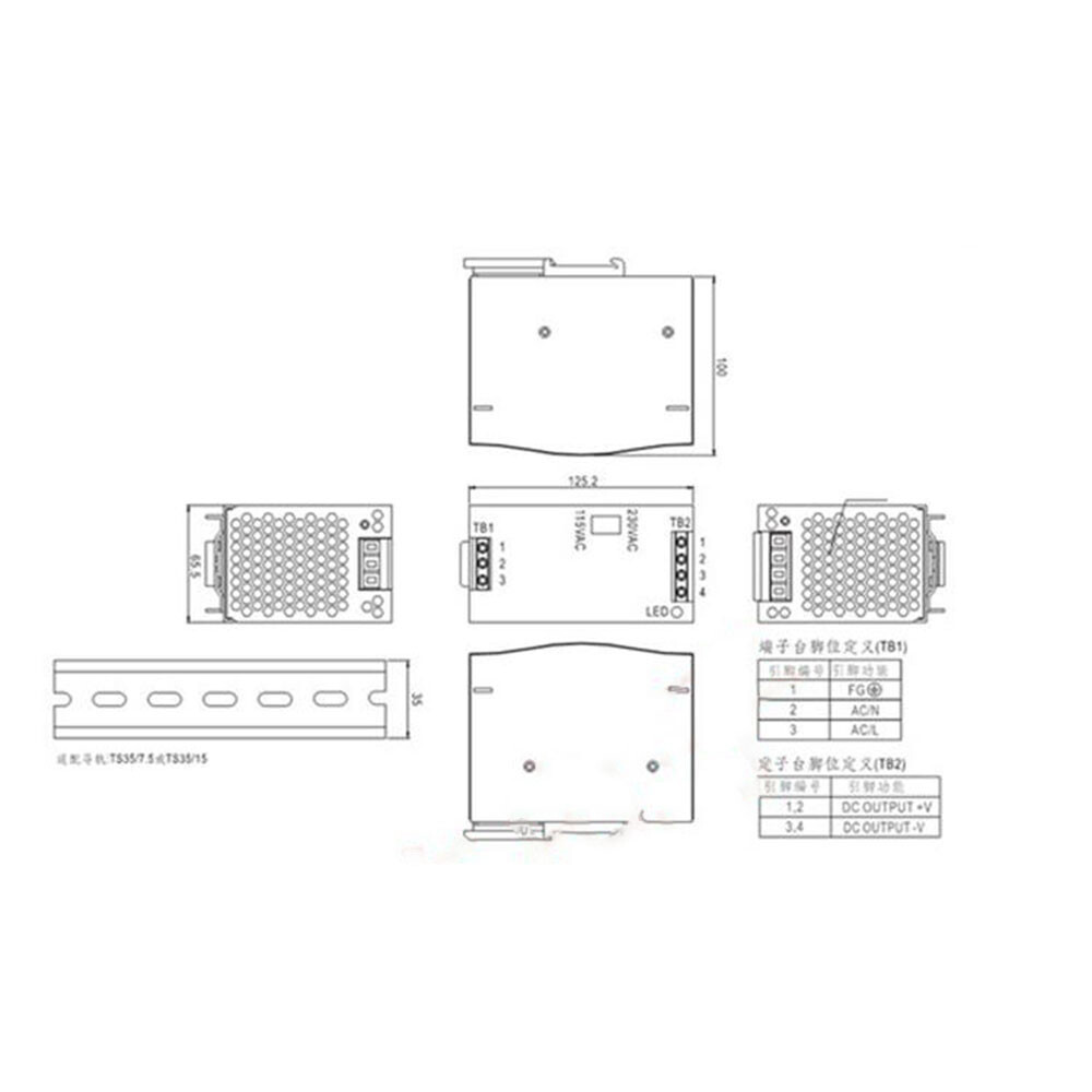 DR-120-24 DR12024 Power Supply for Meanwell