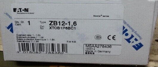 New Eaton Moeller ZB12-1.6 Thermal Relay 1-1.6A