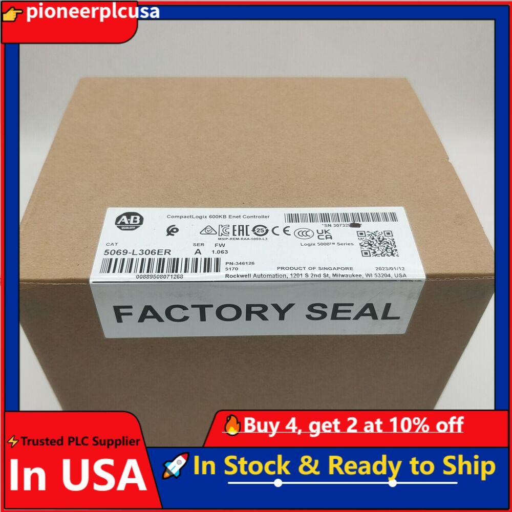New Factory Sealed AB 5069-L306ER CompactLogix 600KB Enet Controller 5069L306ER