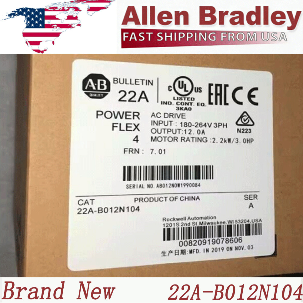 NEW AB 22A-B012N104 PowerFlex 4 2.2 kW 3 HP AC Drive 22AB012N104 Free Shipping