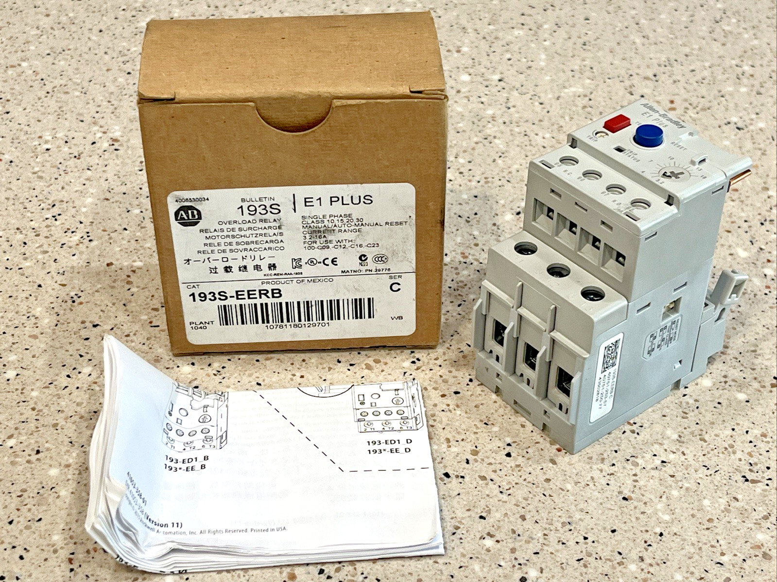 Allen-Bradley 193S-EERB Series C E1 Plus Single Phase Overload Relay *US SELLER*