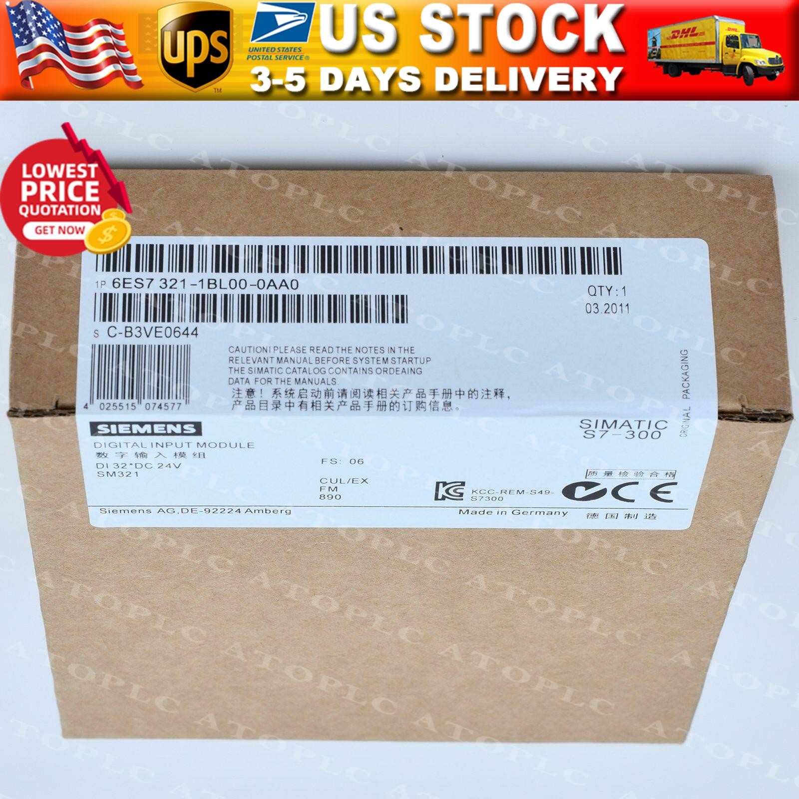 SIEMENS 6ES7 321-1BL00-0AA0 Module New One Free Shipping 6ES7321-1BL00-0AA0