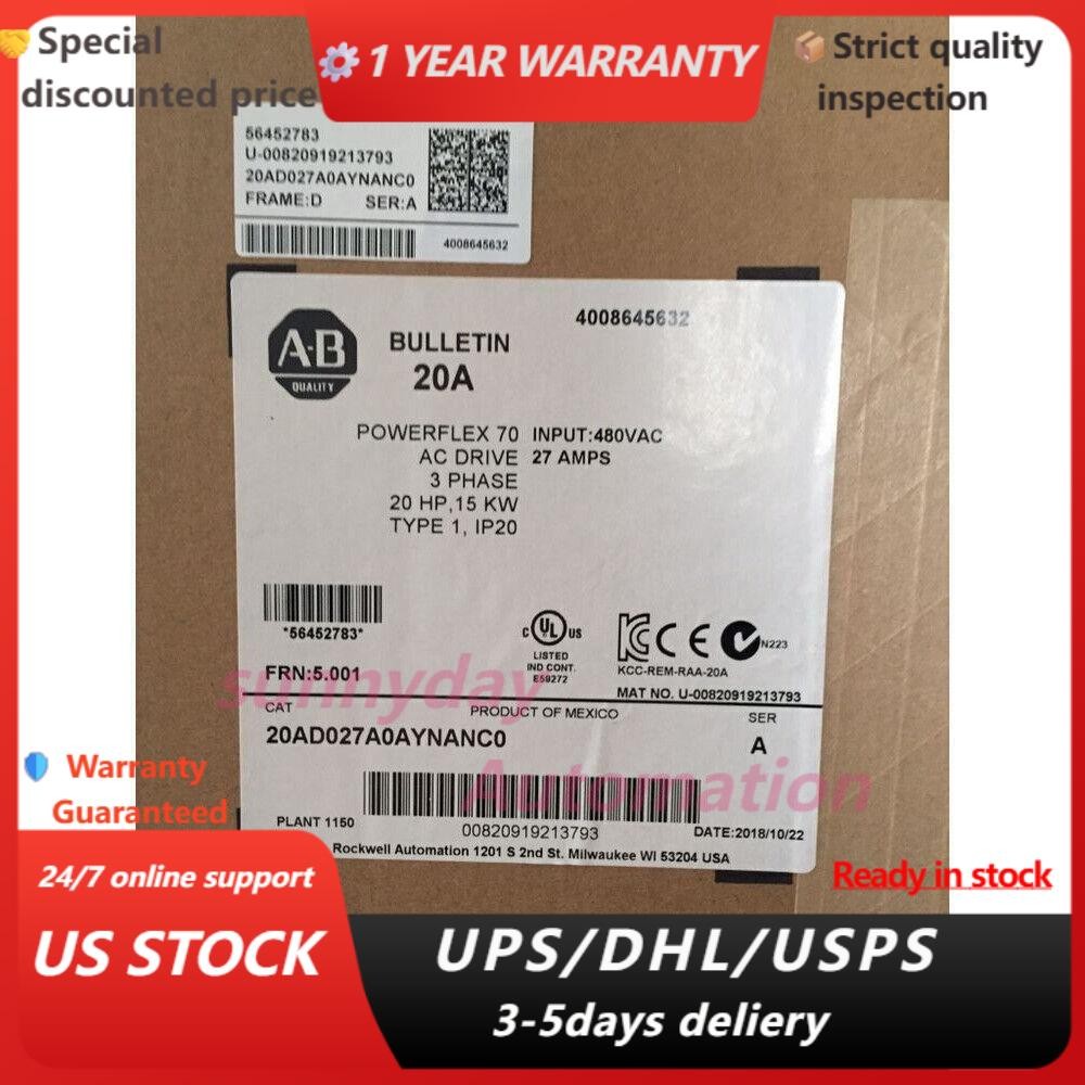 20AD027A0AYNANC0 Allen Bradley PowerFlex 70 AC Drive US Free Tax