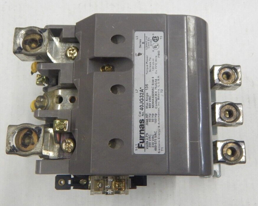 FURNAS / Siemens 40JG32A* CONTACTOR 135 AMP 3Ø 480V COIL USED