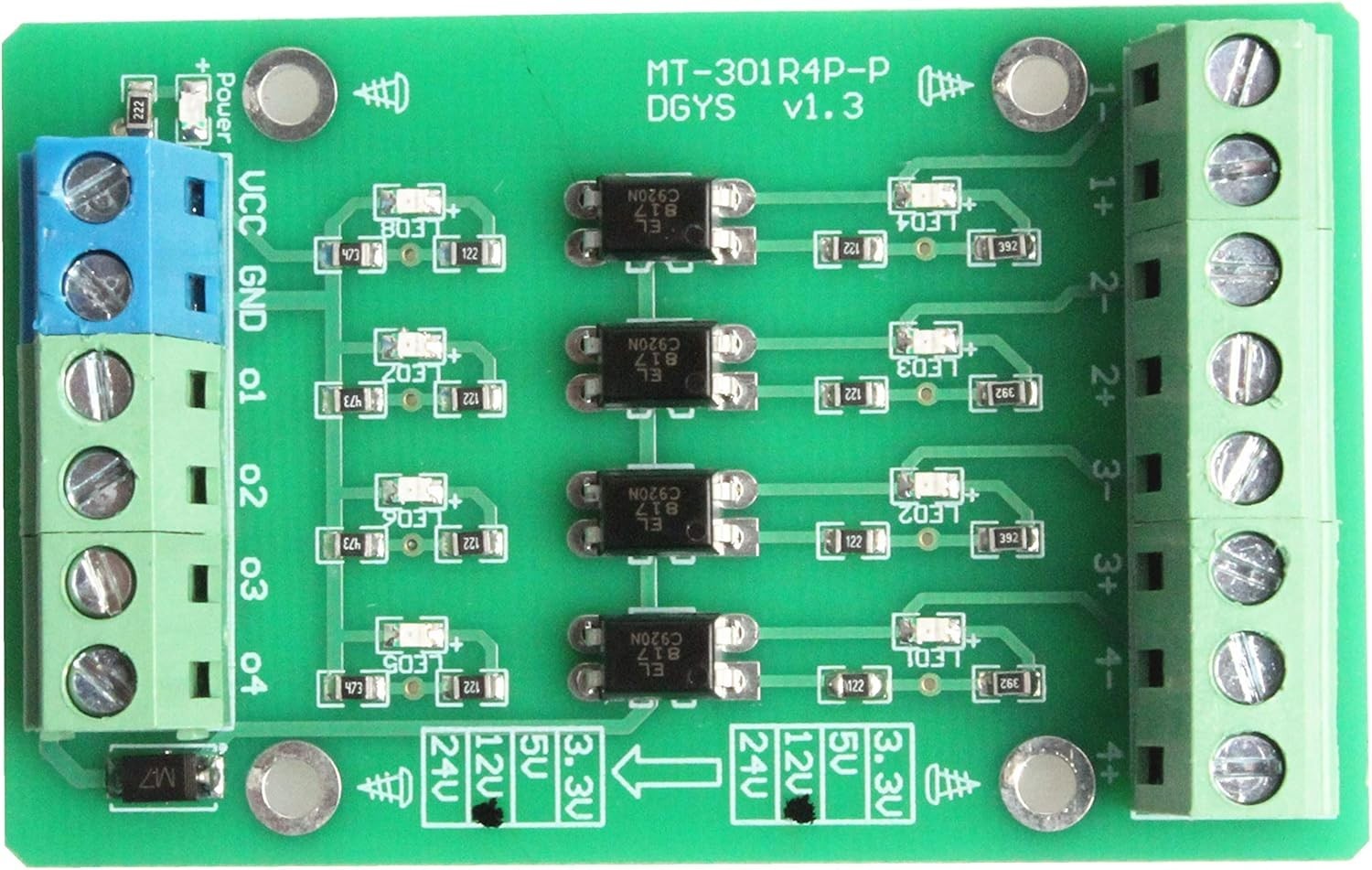 High-Performance 4-Channel Photoelectric Isolator with LED Indicator – 5V to 24V