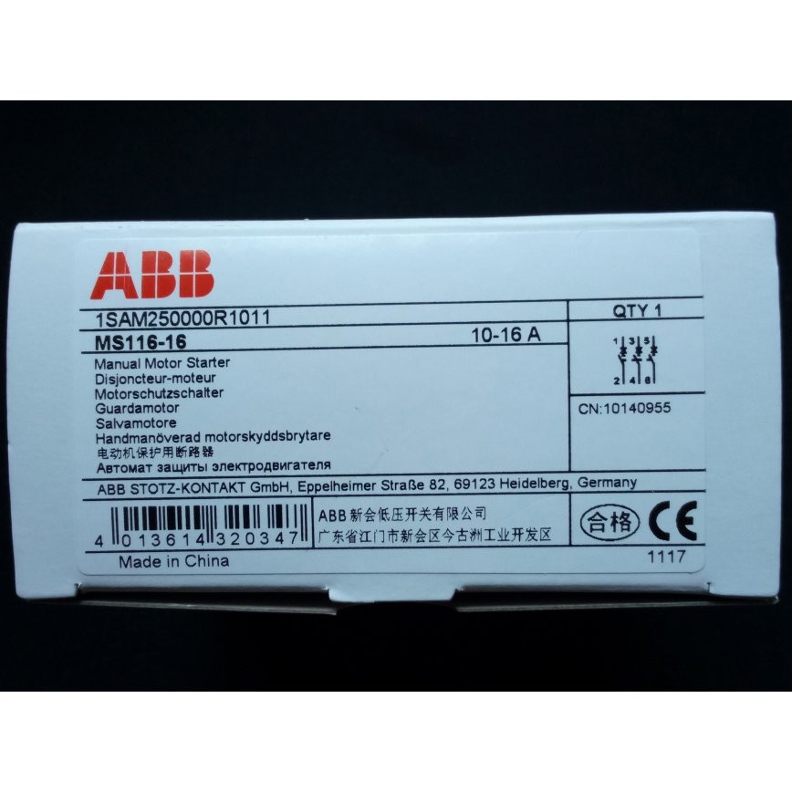 1 piece new abb MS116-16 1SAM250000R1011 Manual Motor Starter Free ship