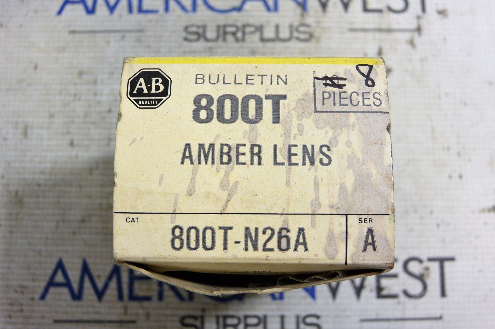 ALLEN BRADLEY 800T-N26A PILOT LIGHT AMBER LENS LOT OF 8