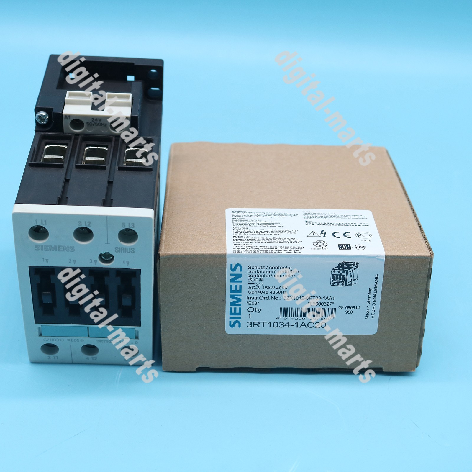 NEW SIEMENS ONE Sirius 3RT1034-1AC20 3RT10341AC20 AC-3 24V 3P S2 Contactor