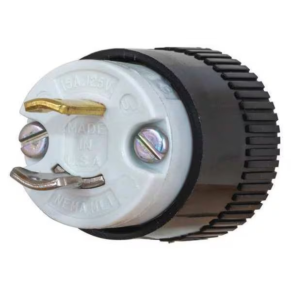 Midget Locking Plug, ML1-15P, 15 A, 125V AC, Single Phase, 2 Pole, Screw