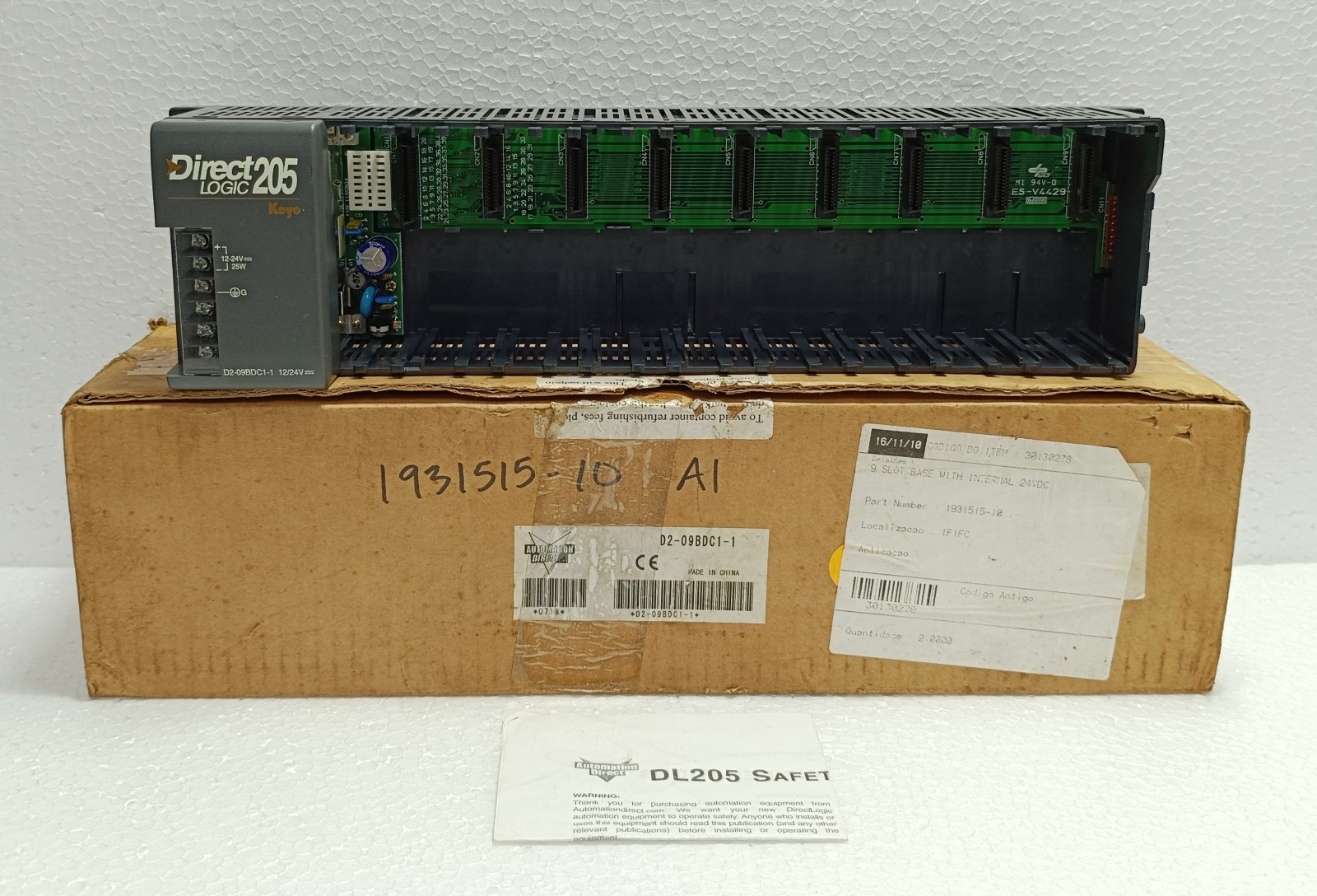 Automation Direct DirectLogic 205 D2-09BDC1-1 PLC Base w/ Power Supply