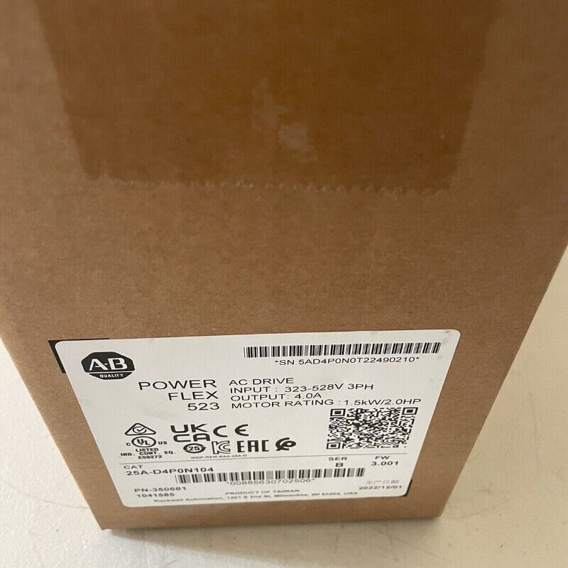 New Sealed Allen-Bradley 25A-D4P0N104 Ser B PowerFlex 523 AC Drive 1.5kW 2.0HP