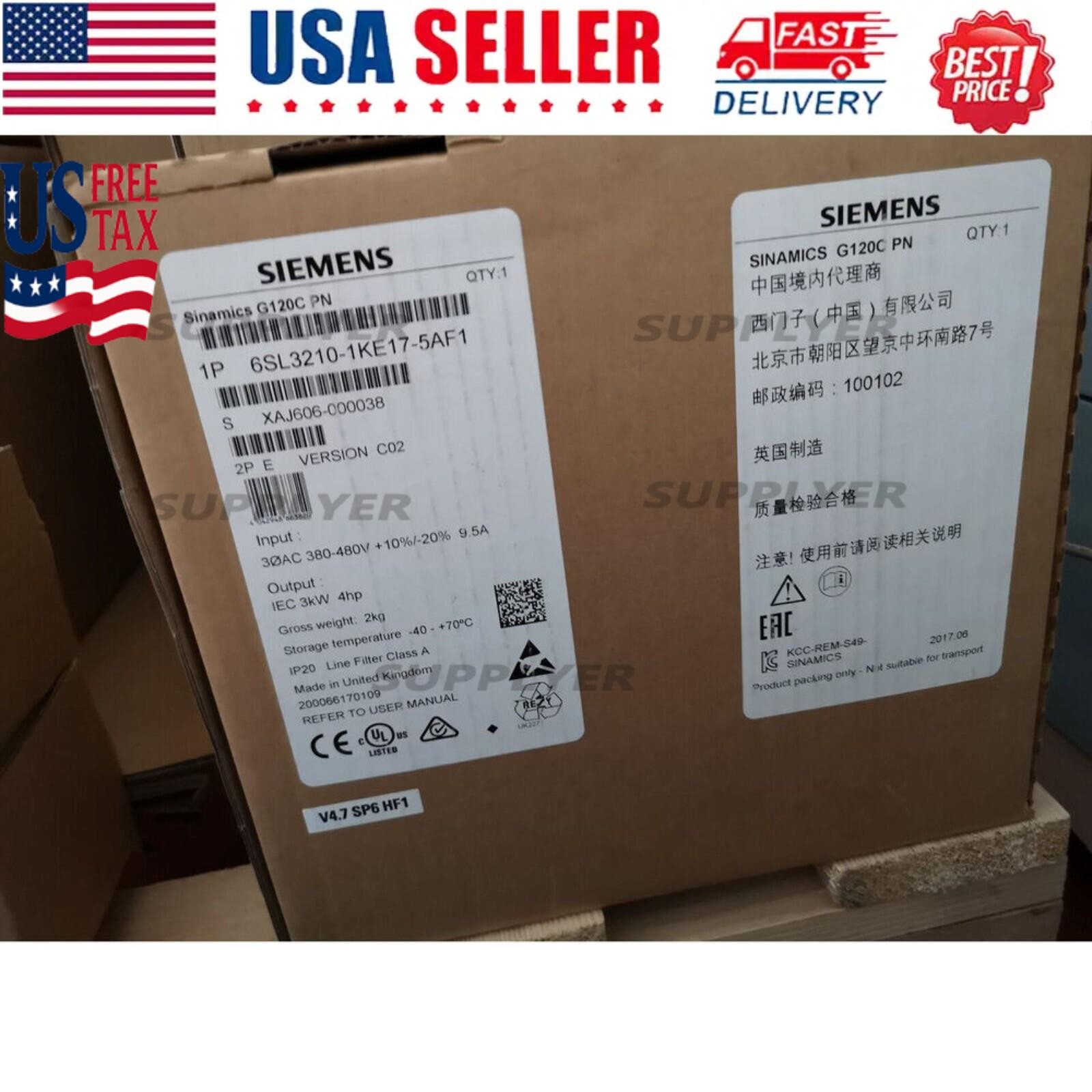New Siemens 6SL3210-1KE17-5AF1 6SL32101KE175AF1 G120C RATED POWER 3,0KW