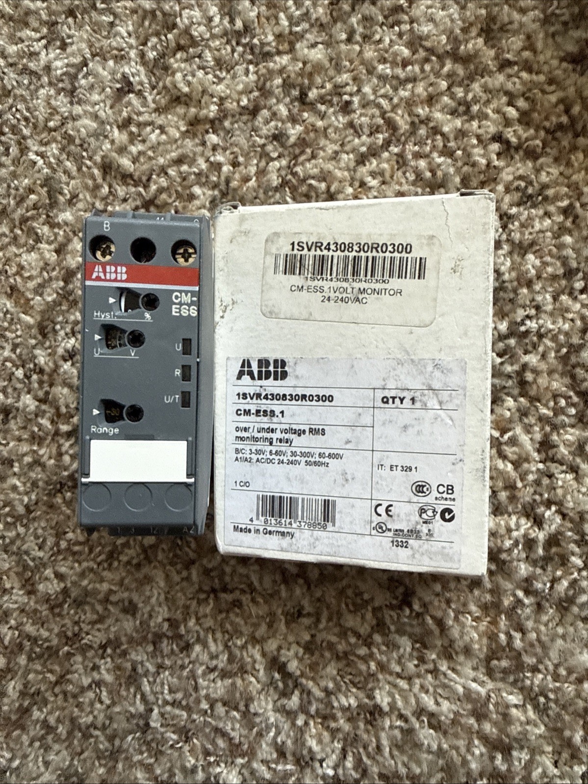 1PCS NEW ABB Single-phase voltage monitor CM-ESS.1S 1c/o, 3-600V, 24-240VAC/DC