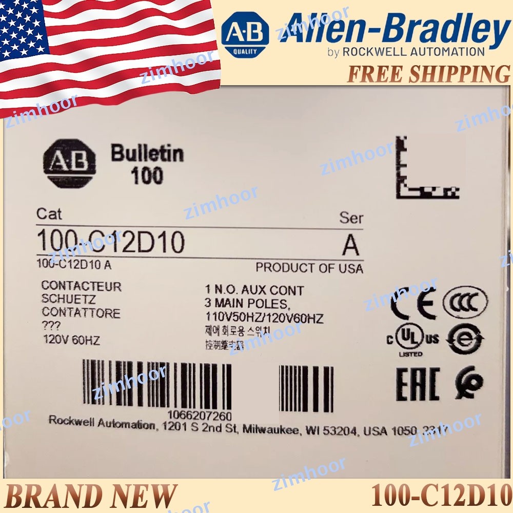 New Sealed AB 100-C12D10/A IEC 12A Contactor Screw Terminals Free Ship 100C12D10