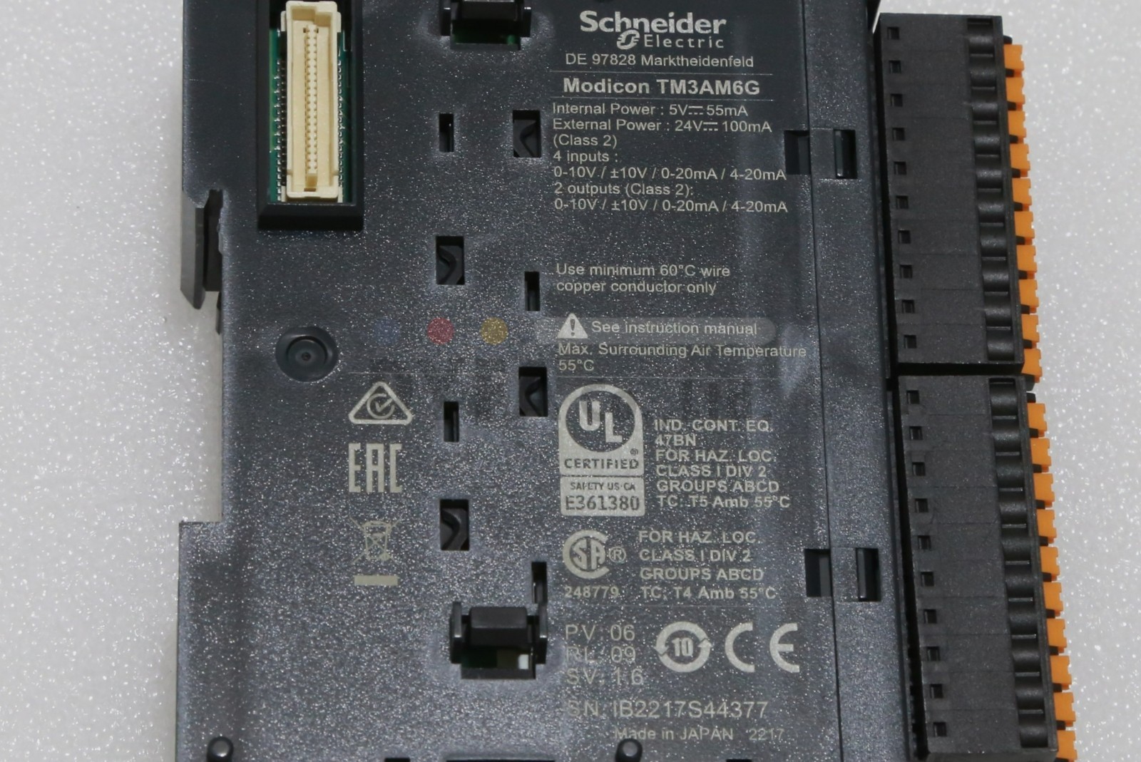 0.3k SCHNEIDER Used TM3AM6G Analog I/O Module PLC-I-3645=9T24