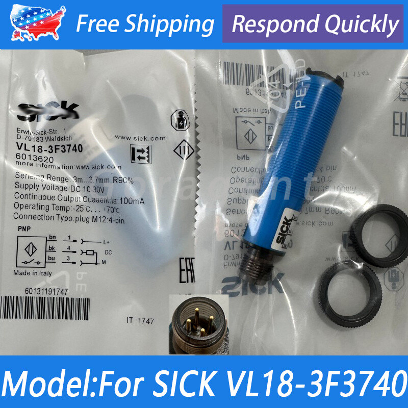 NEW Photoelectric Sensor For SICK VL18-3F3740 6013620 10-30VDC 100mA PNP 4Pins