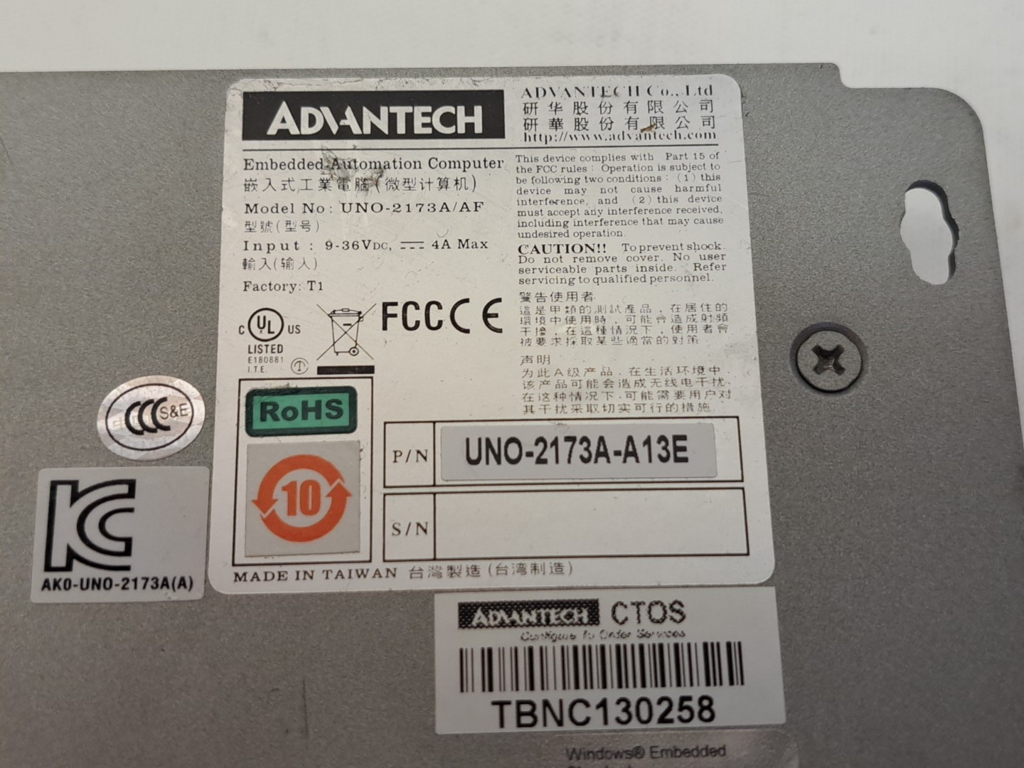 Advantech UNO-2173A-A13E Embedded Automation Computer / Fanless Box PC USED