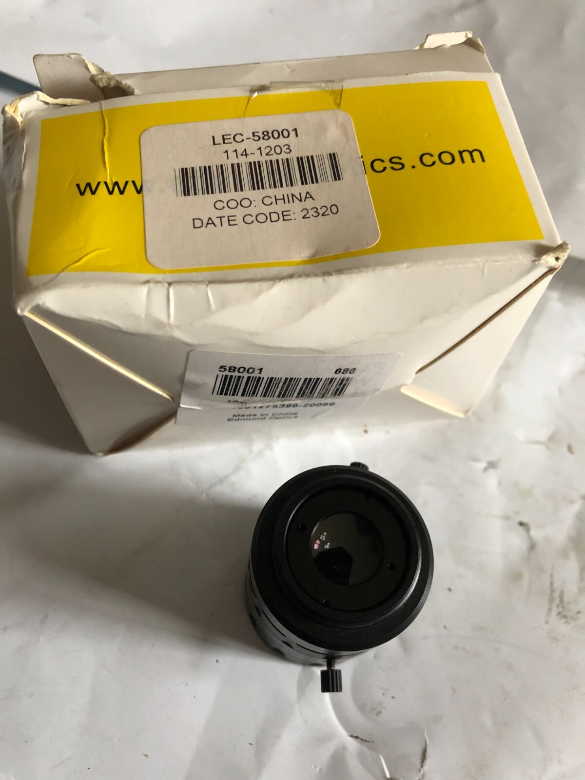 COGNEX EDMUND OPTICS LEC-58001 12MM FIXED FOCAL LENGTH LENS,8.5MM/F1.3 58000, BT