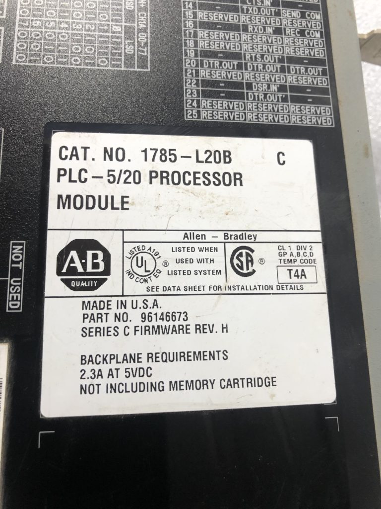 Allen Bradley 1785-L20B PLC-5/20 Processor Module CPU