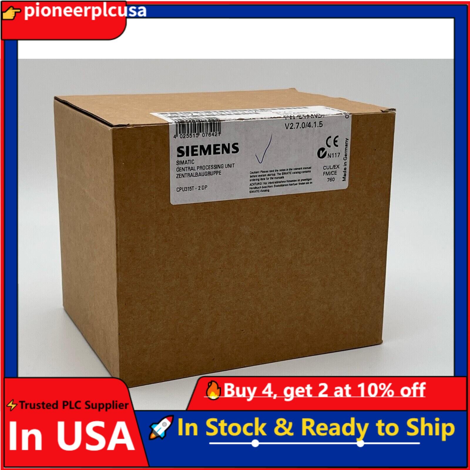 NewSiemens 6ES7315-6TH13-0AB0 6ES7 315-6TH13-0AB0 SIMATIC S7-300 CPU 315T-2 DP